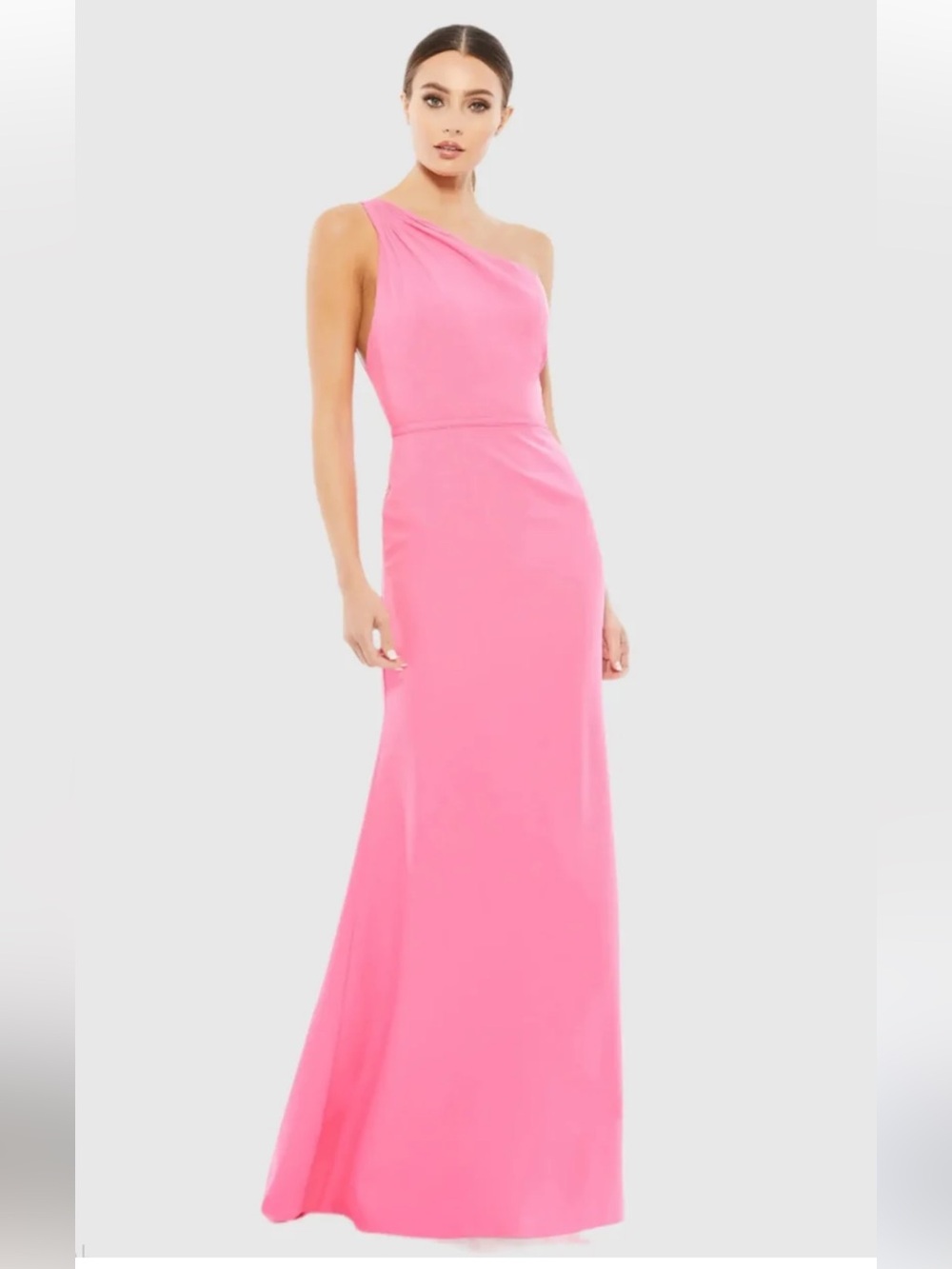 Asymmetric One-Shoulder Pink Evening Gown